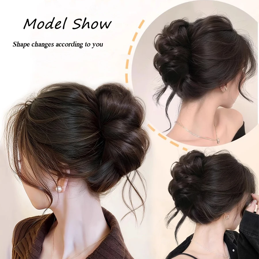 Synthetic chignon with claw  hair bun heat resistant  Hairpiece For Women Scrunchy Clip-on Hair Fake Hair