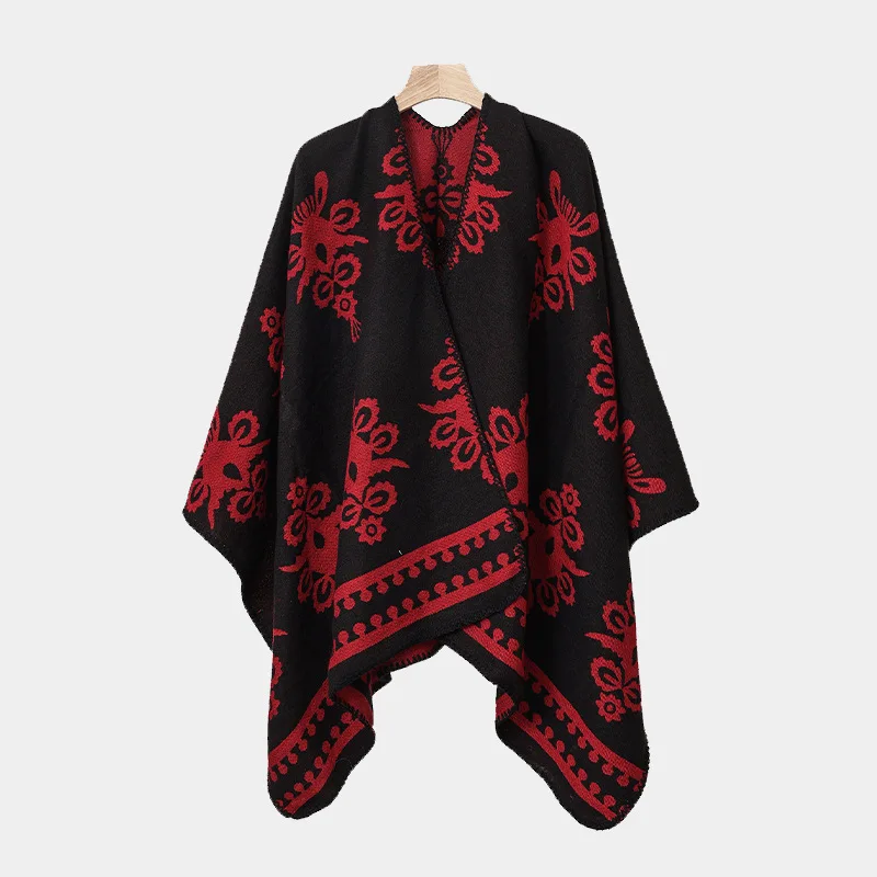 

Autumn and Winter New Hooded Cape Shawl Warm Men's Hot Selling Split Cape Travel Driving Multi-purpose Poncho Cloak P3