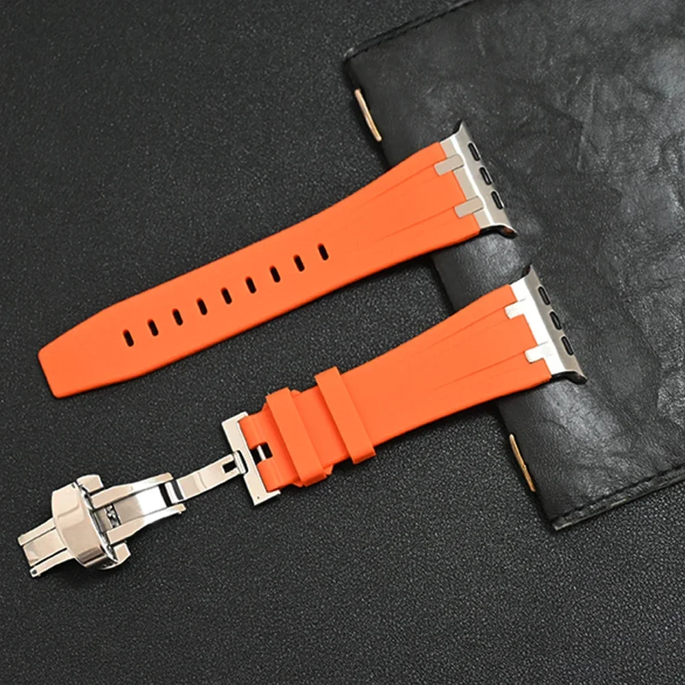 Silicone Band for Apple Watch Ultra 2 49mm 42 44 45mm Titanium Color Strap for iWatch ultra Series 9 8 7 se 6 5 4 Sports Correa image 5