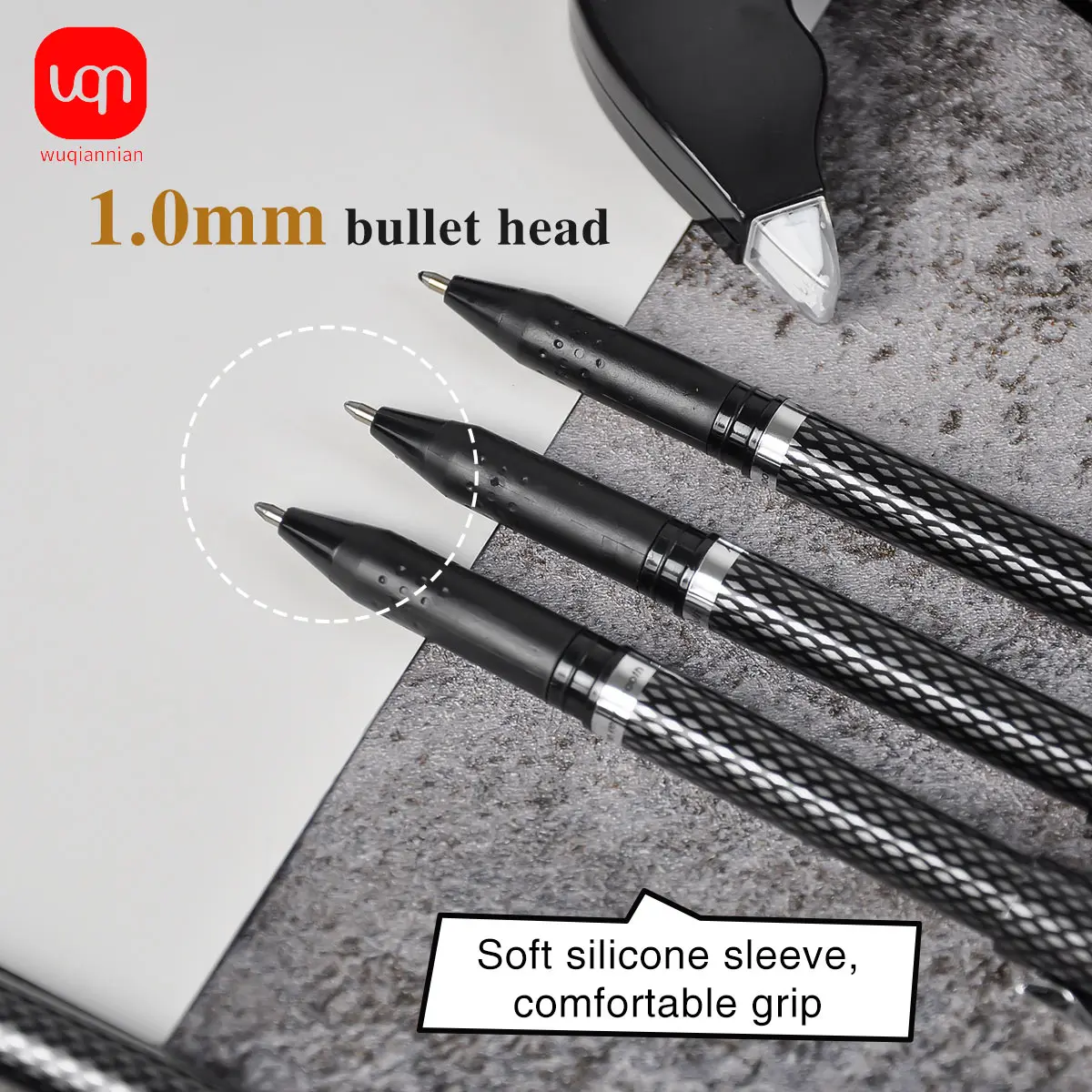 

WQN-3/6/12pcs High-Value Matte Signature Gel Pen 1.0mm Tip Smooth Black Ink School and Office Stationery