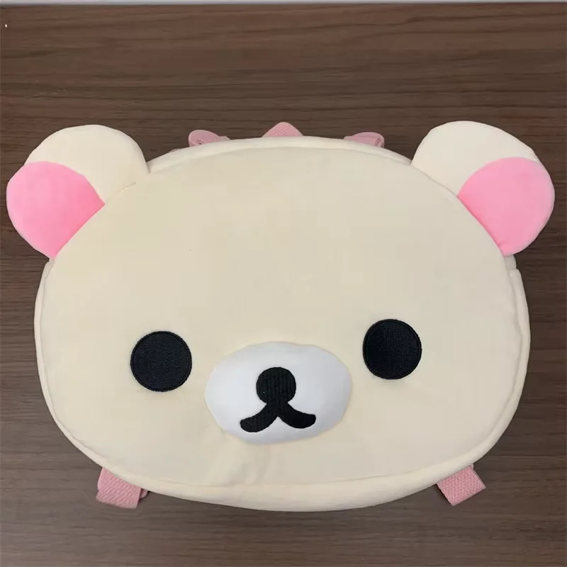 Rilakkuma Korilakkuma Plush Backpack Kawaii Bag Anime Bear Head Face Cute Bags for Women Men Round Back Pack