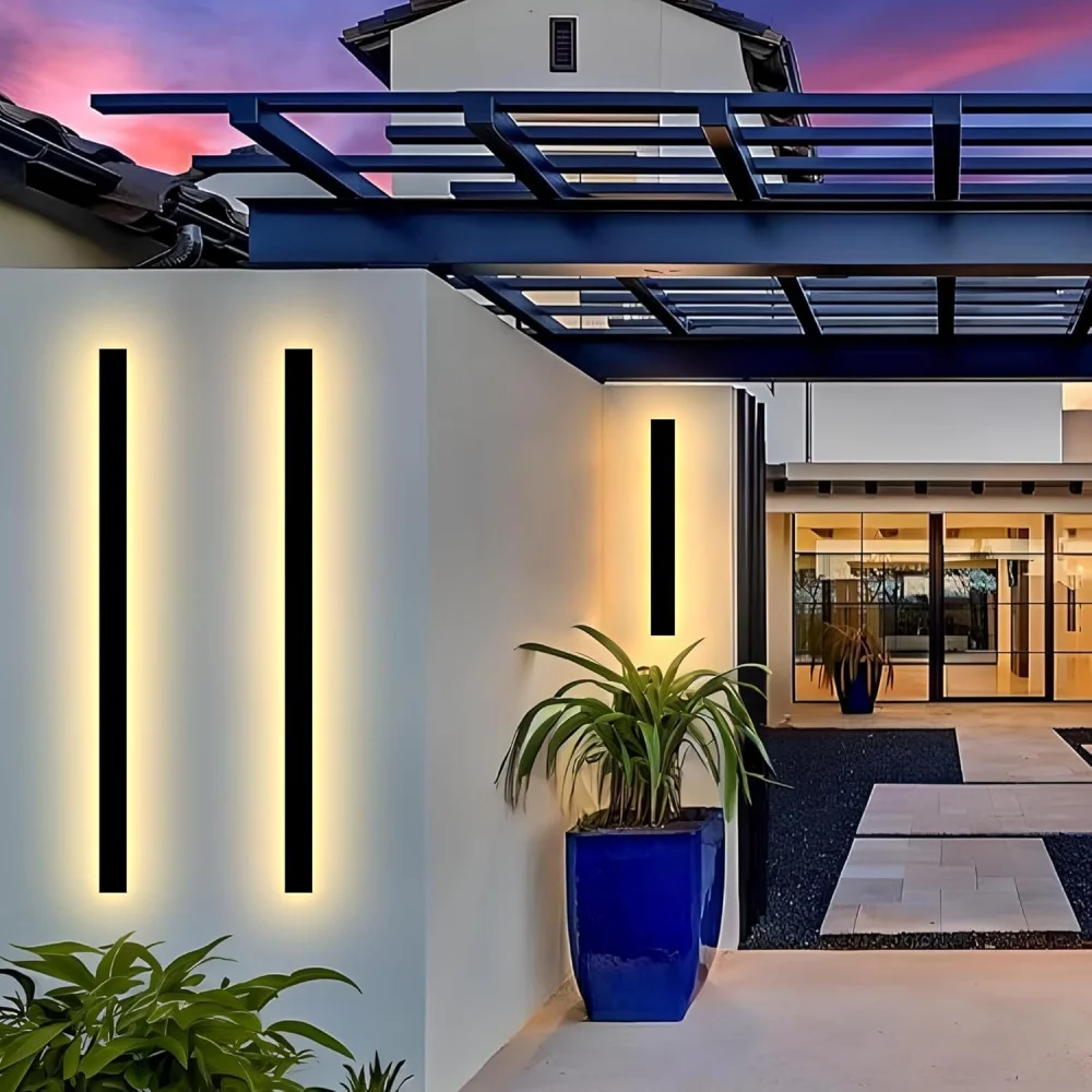 Outdoor Sensorlong Strip Wall lamp IP65 Waterproof Black Wall Light Linear Lighting Are For Garages Porches Gardens Terraces