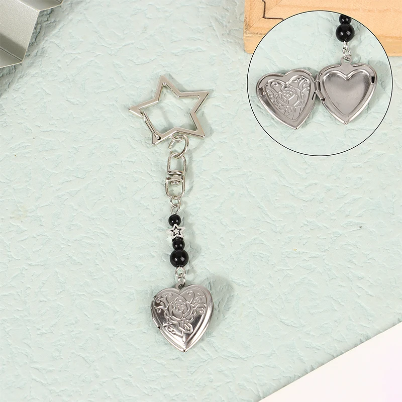 Y2k Heart Locket Stargirl Keychain Handmade Coquette Fairy Core Heart-Shaped Small Box Keychains