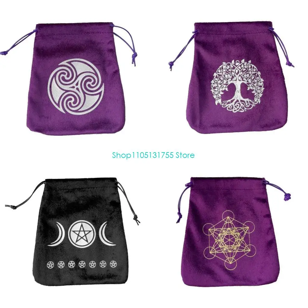 

K0EF Metatrone's Crystal Altar Tarot Cards Bag Dices Bag Tarot Card Holder Jewelry Drawstring Gift Bag