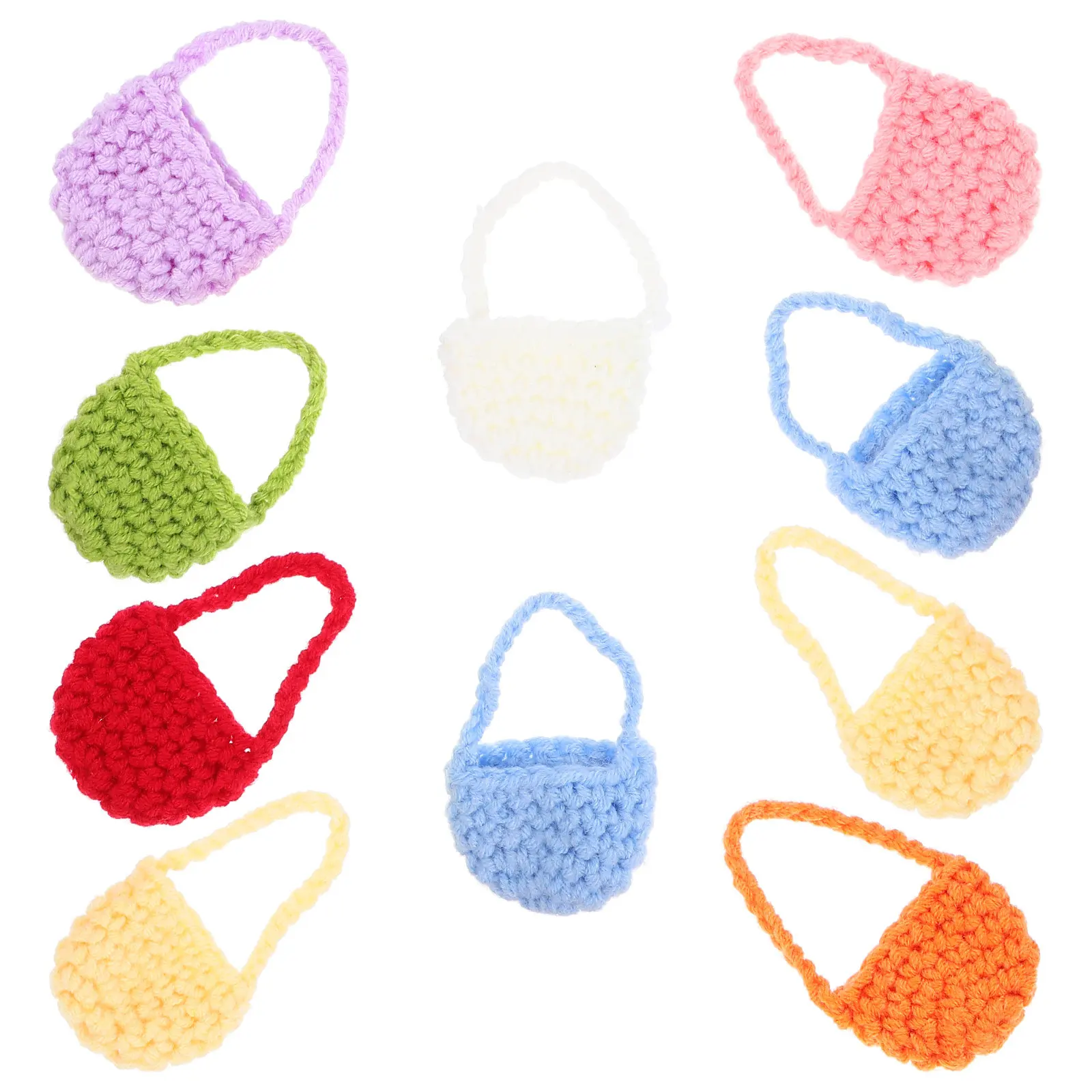 

10Pcs Mini Knitted Bag Miniature Handcrafted Storage Bag Tiny Ornament Home Decoration Dollhouse Accessories House Ornament