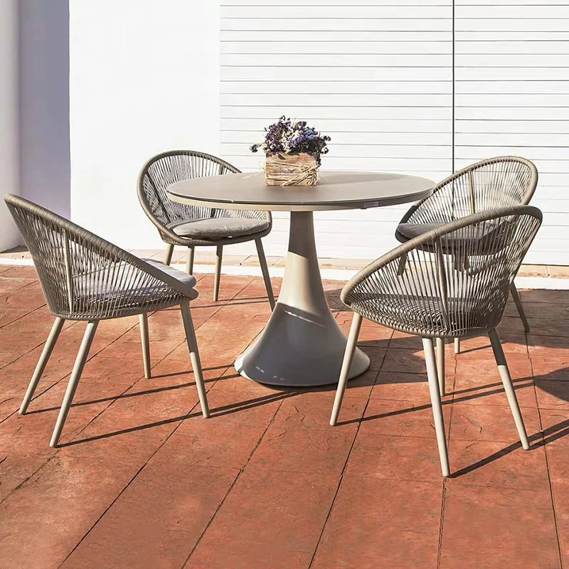 North Europe Yangtai Small Tables and Chairs Outdoor Leisure Vine Weaving Garden Outdoor Simple Furniture