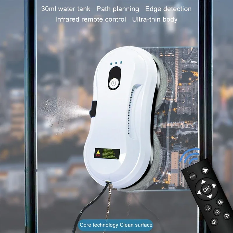Smart Window Cleaning Robot for Indoor & Outdoor Use with Ultrasonic Water Spray And Vacuum Wash - Robotic Glass Cleaner