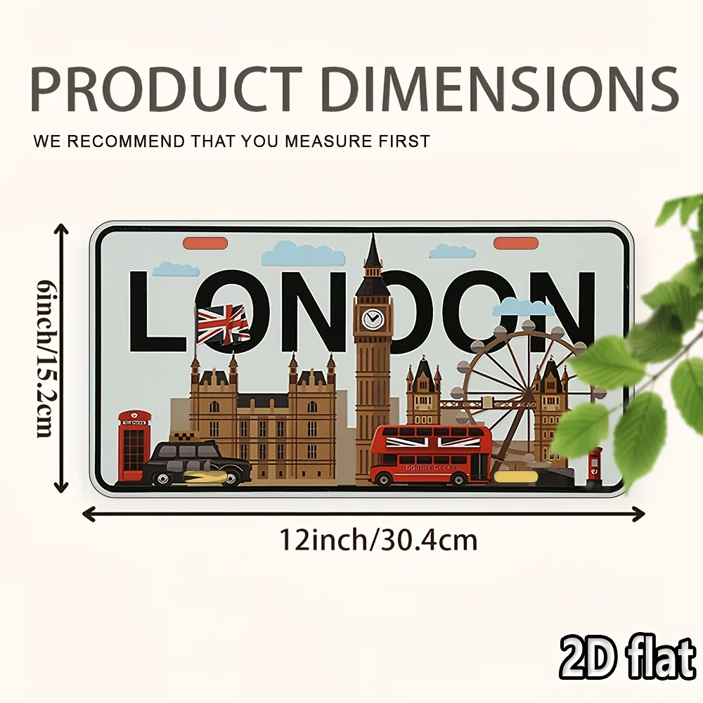 London City Landmark Decorative License Plate Aluminum Metal Sign Big Ben decker Bus Retro Wall Plaque for Bar Garage Home