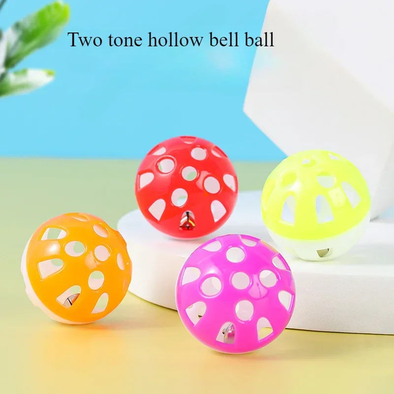 

Pet Double Color Ball 3.8cm Colorful Plastic with Bell Toy Cat and Dog Universal Bite Resistant Interactive Cat Toy