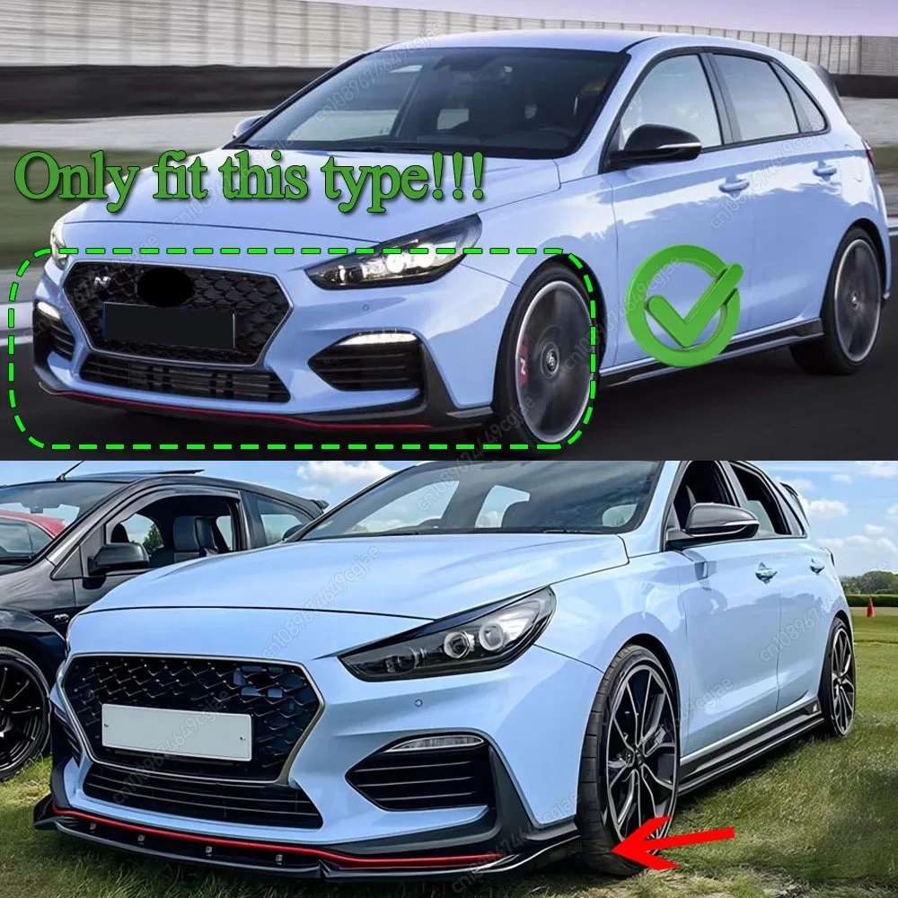 For Hyundai I30N MK3 2017-2019 MK3.5 2020-2023 Front Bumper Spoiler Lip Diffuser Lower Splitter Protector Guard Body Kits Tuning view 2