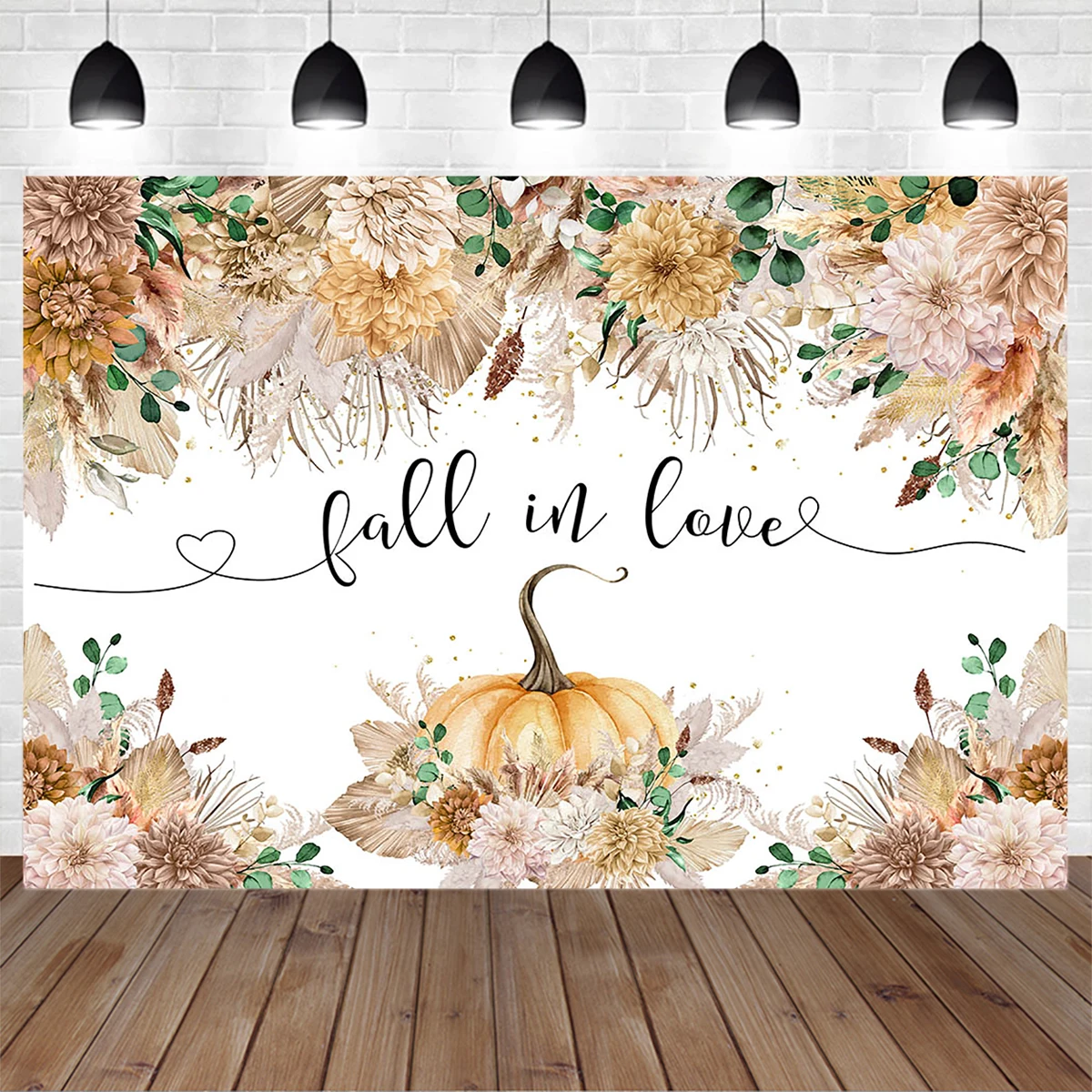 Bohemian Wedding Photography Decoration Background Pumpkin Pampas Flower Backdrop Bride Shower Custom Sweet Girl Studio Photo