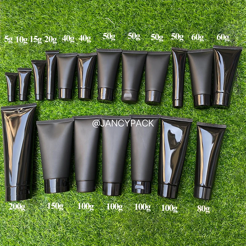 

10ml 30ml 50ml 100ml 200g Black Plastic Soft Bottle Squeeze Tube Lotion Cream Packaging Facial Cleanser Cream Lotion Bottle