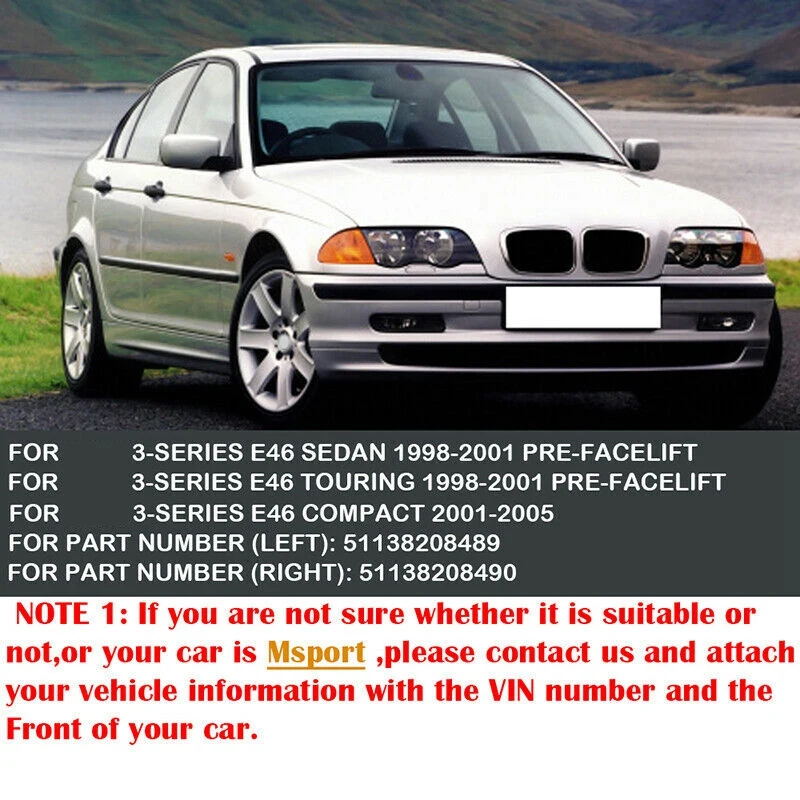 2X Chrome Front Hood Kidney Grille Grill for BMW 1998-2001 E46 320I 323I 325I 328I 330I 4-Door Sedan