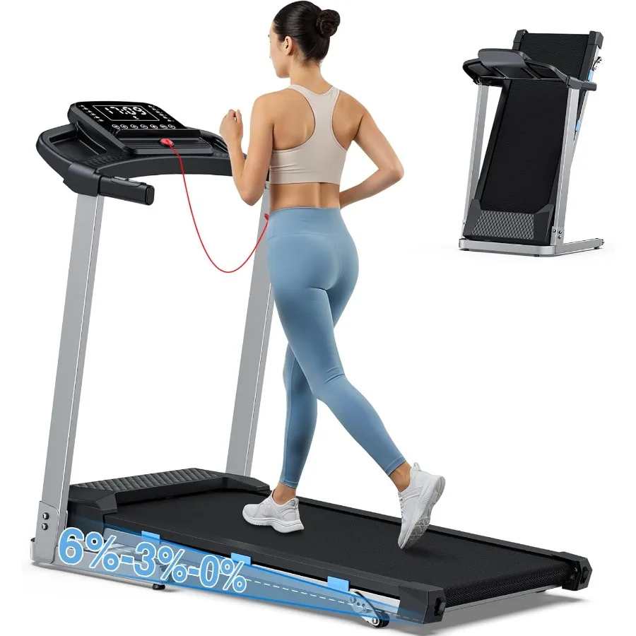 

Складная беговая дорожка с наклоном для дома. Малая, емкость 350 фунтов. Тихая складная беговая дорожка мощностью 3,0 л.с., с датчиком пульса и Bluetooth Sp.
