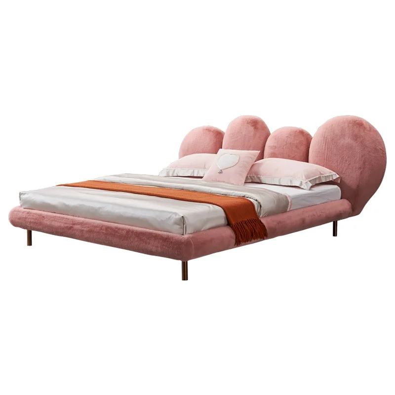 

Fabric bed ins Internet celebrity puff princess bed small apartment bedroom