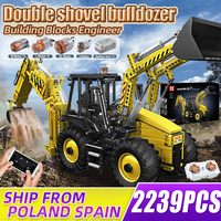 MOULD KING 17036 Technical Bulldozer Excavator Two Way Working Assembly Construction Vehicle Building Toys for Adults