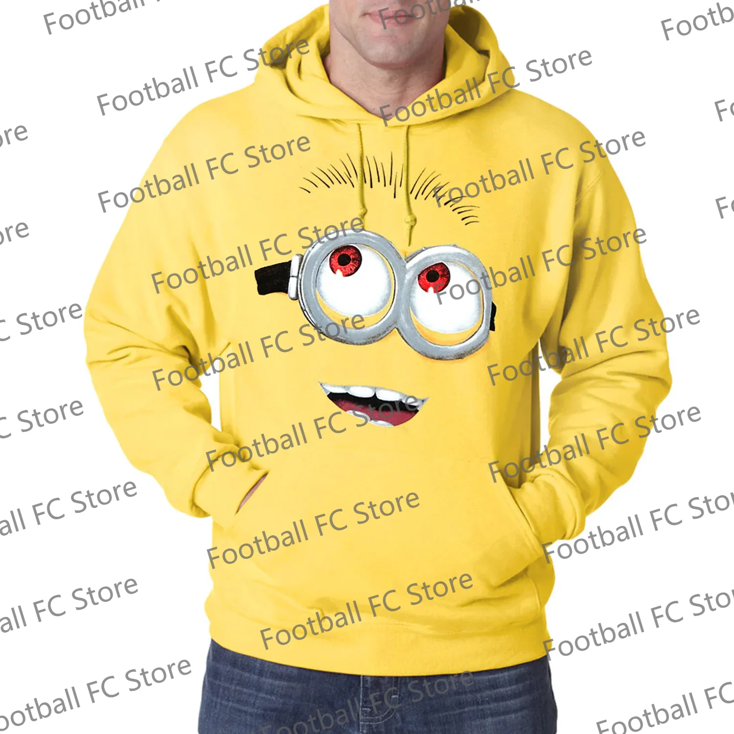 2024 New SummerDespicable Me Minion Face Hoodie Jersey Oversized Cotton T-shirt Short-sleeved Cosplay shirt For Kids/Adult