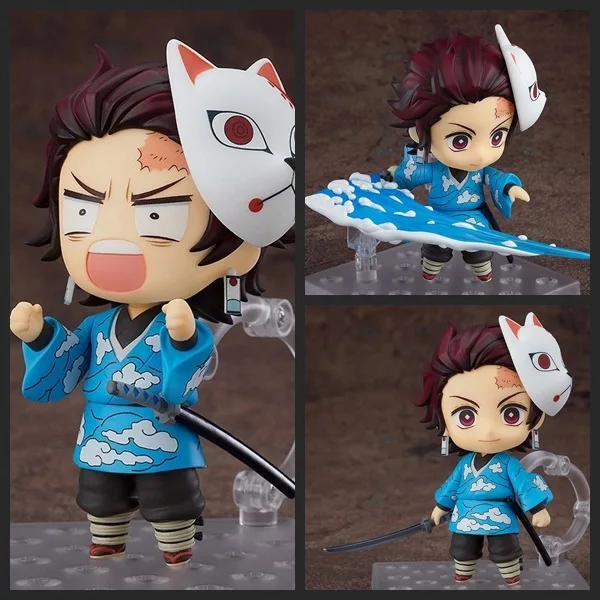 

10cm Kamado Tanjirou Demon Slayer 1510 wear a mask Action figure toys collection doll Christmas gift with box