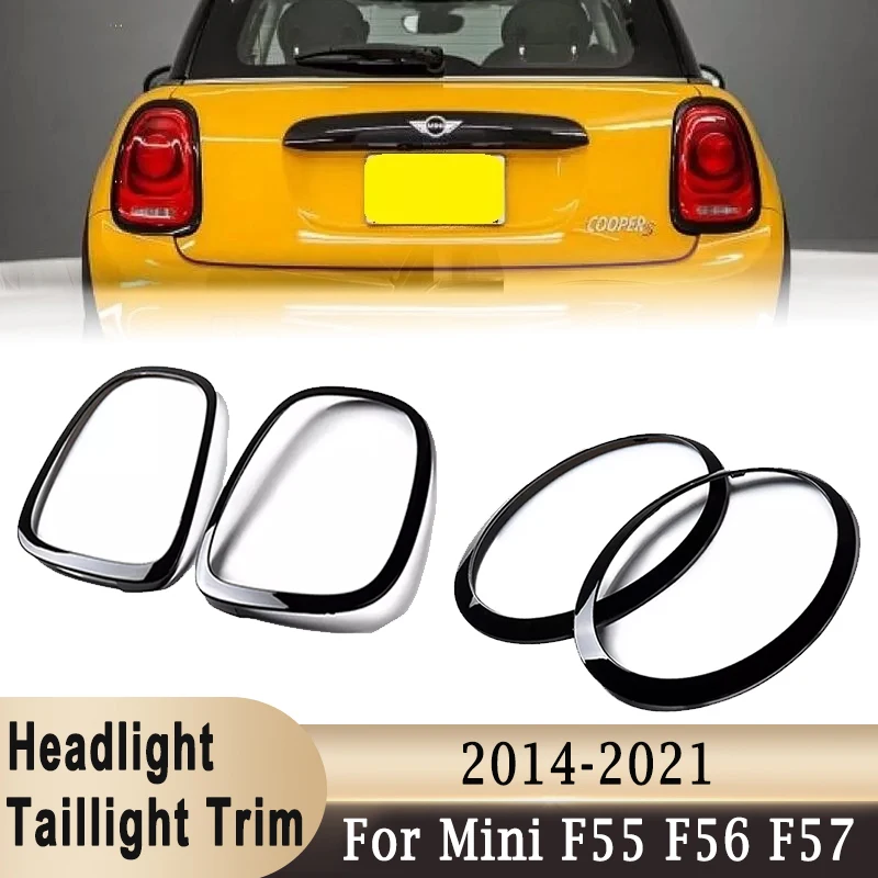Pair Headlight Surrounding Rings Sticker Rear Tail Lights Decoration Trim for BWM Mini F55 F56 F57 Cooper S JCW One 2014-2021