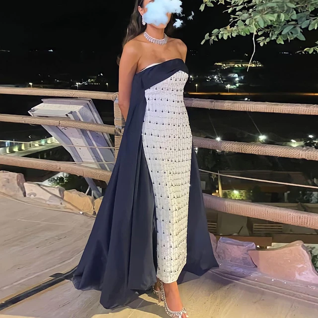 Navy blue and white formal dresses hotsell