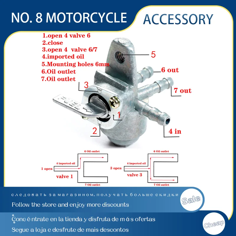 Interruptor de válvula de combustible de Gas de 3 puertos, llave de purga, interruptor de válvula de grifo para motocicleta Dirt Bike ATV, nuevo