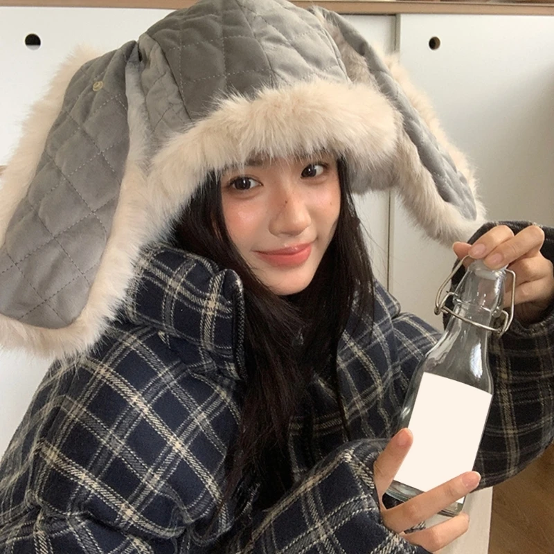 

Cartoon Pattern Hat Windproof Soft Hat New Plush Winter Hat Warmth Thickened Hat