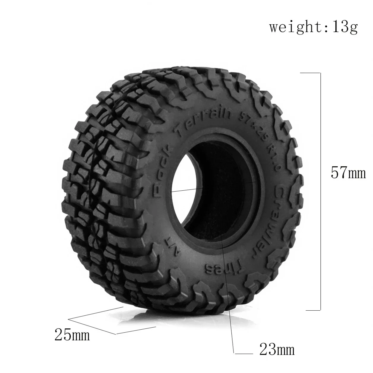 4szt 57mm 1.0" Miękka gumowa opona do kół 1/18 1/24 RC Crawler Car Axial SCX24 Bronco AX24 TRX4M FMS FCX24 Enduro24