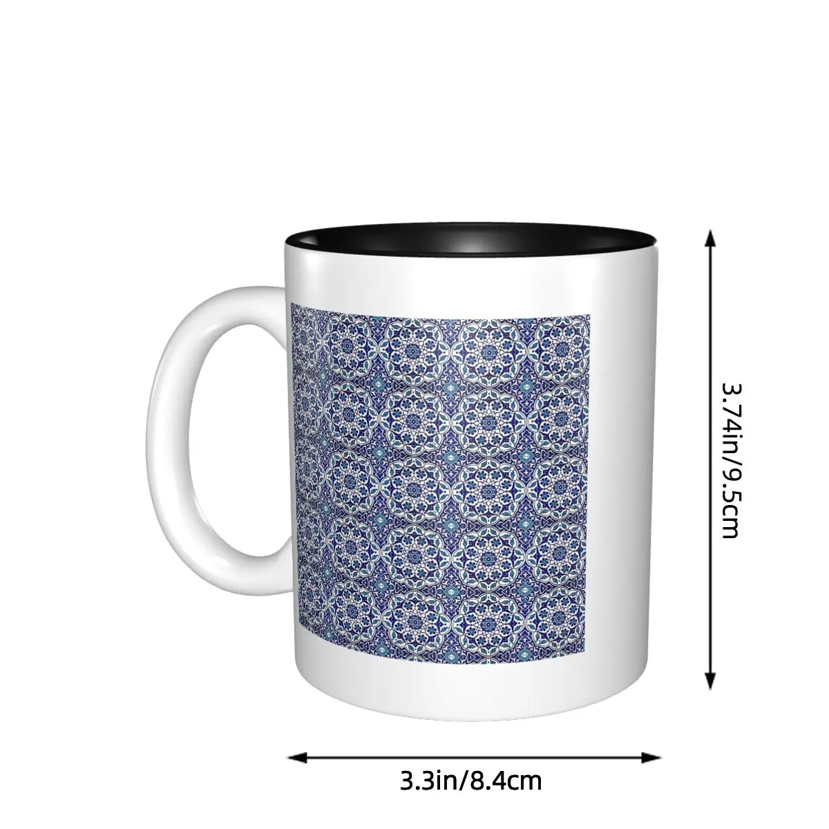 Colourful Turkish Ottoman Iznik Blue White Tile Motif Mug Ceramic Coffee Cups Tea Mugs Milk Cup Drinkware Gifts for Woman Man
