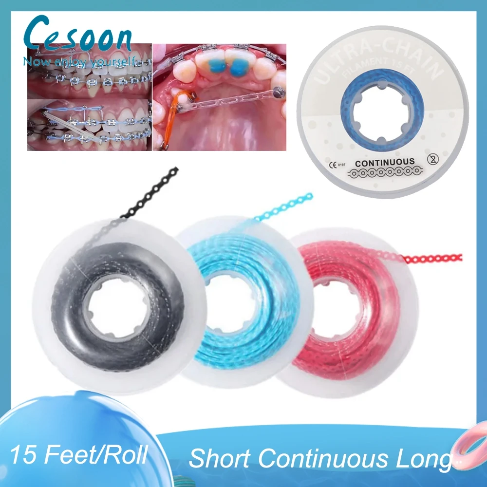 4.57m/Roll Dental Orthodontic Elastic Ultra Power Chain Rubber Band  Short/Long/Continuous Dentist Power Chain Ortho Material