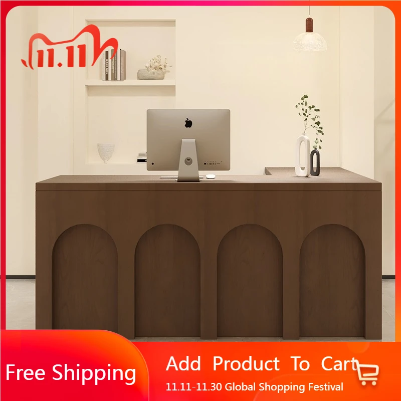 

Wood Shelves Reception Desks Bar Executive Aesthetic Hotel Reception Desks Beauty Shop Mostrador De Tienda Lounge Furniture