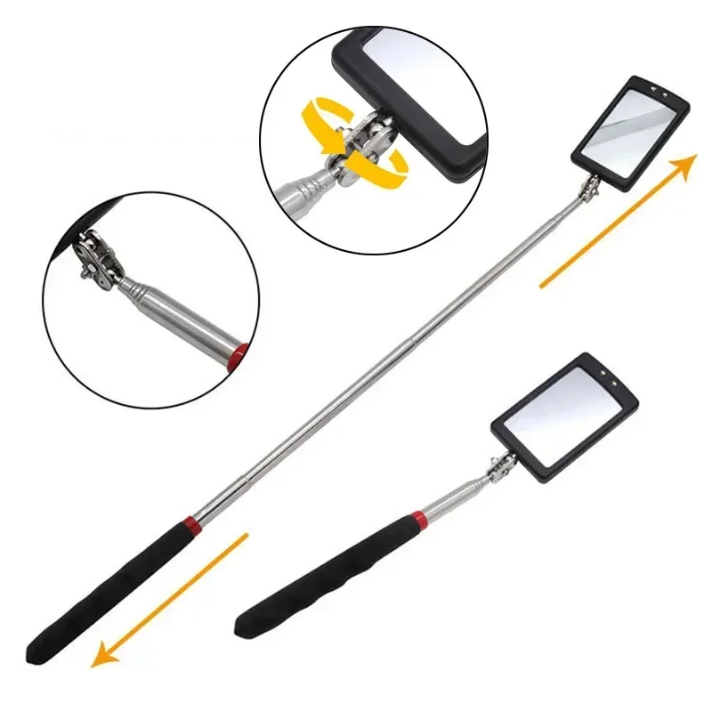 

Car 360° Inspection Mirror LED Light Telescoping Mirrors Extend Mechanic Tools Inspection Mirror Telescopic Handle Repair Tool