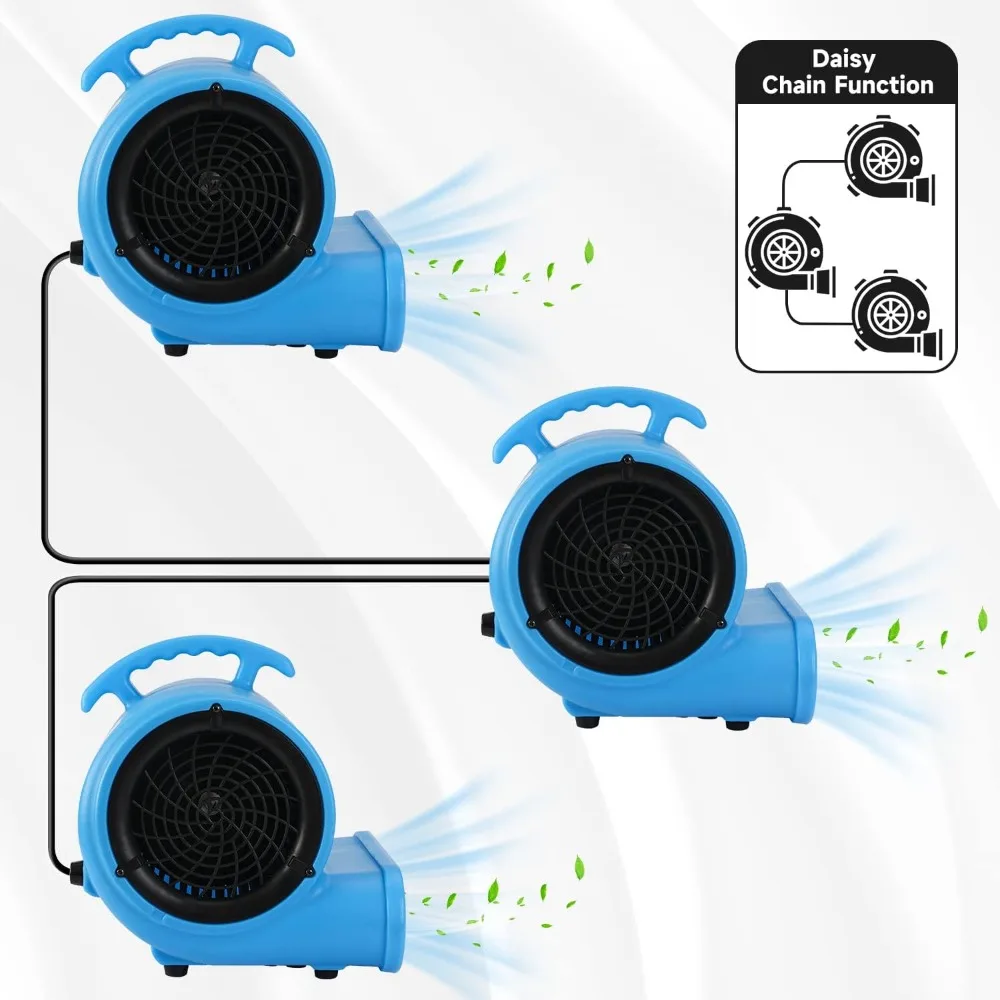 Ventilateur de séchage de tapis répertorié ETL 1/2HP, moteur de ventilateur d'air 2200CFM pour le séchage à la maison, ventilateur de sol Portable à cordon Long de 15 pieds