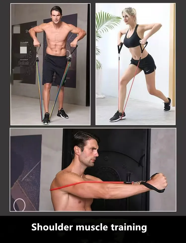 11pcs TPE Resistance Bands Set, Resistance Bands With Door Anchor, Handles, Carry Bag, Legs Ankle Straps, Exercise Bands, Workou gallery 4