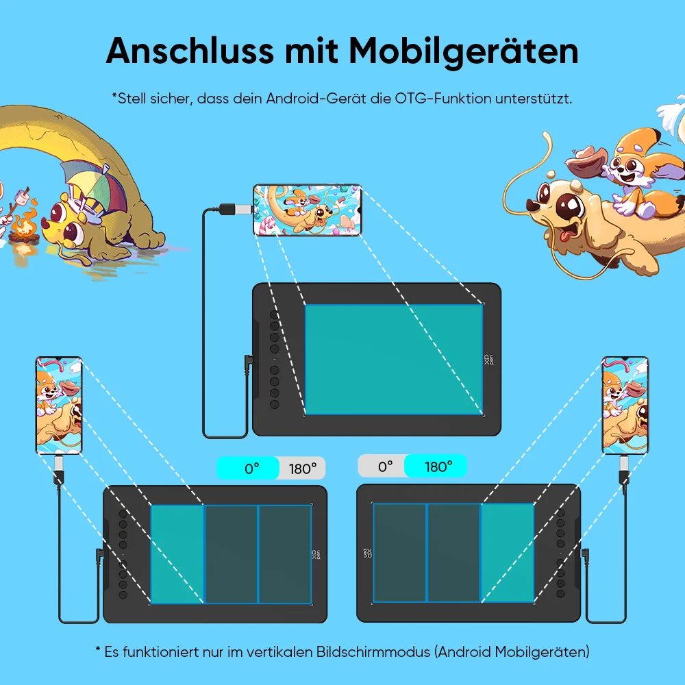 XPPen Deco01V3 Grafiktablett, 10 Zoll, digitales Zeichentablett, 3 Farben, 16384 Stufen, 60 Neigungsstufen, Kunstanimation für Android, Windows, Mac – Detail 8