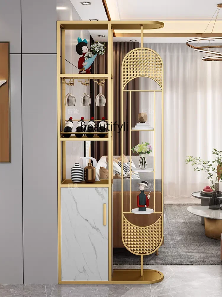

02Light luxury living room wine cabinet rack partition foyer porch cabinet decorative storage screen