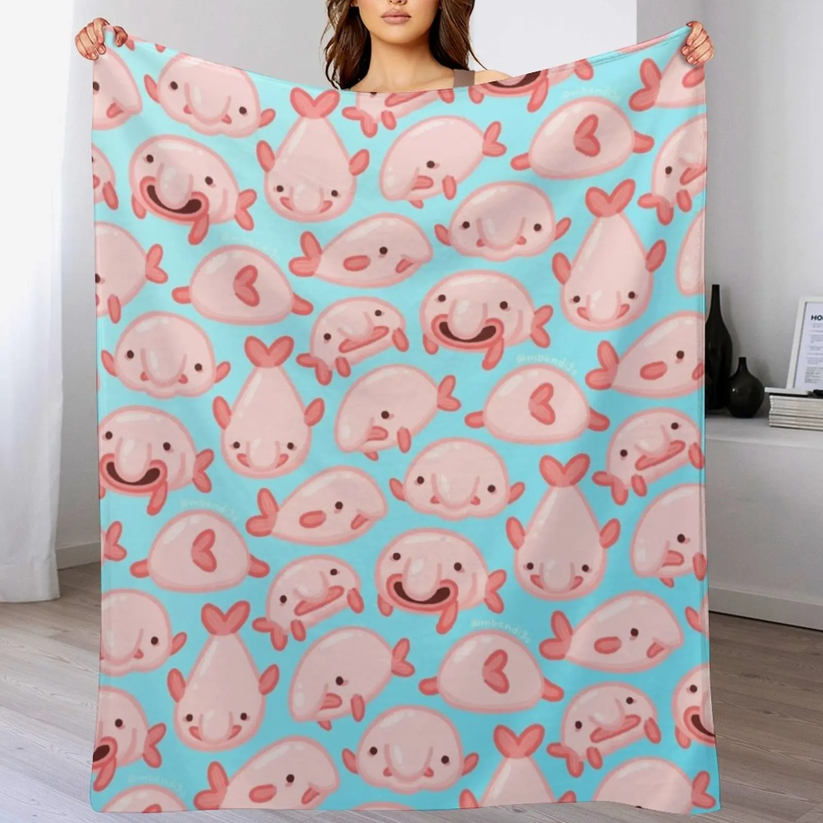 

Blobfish Pattern Throw Blanket Furrys Beach heavy to sleep Blankets