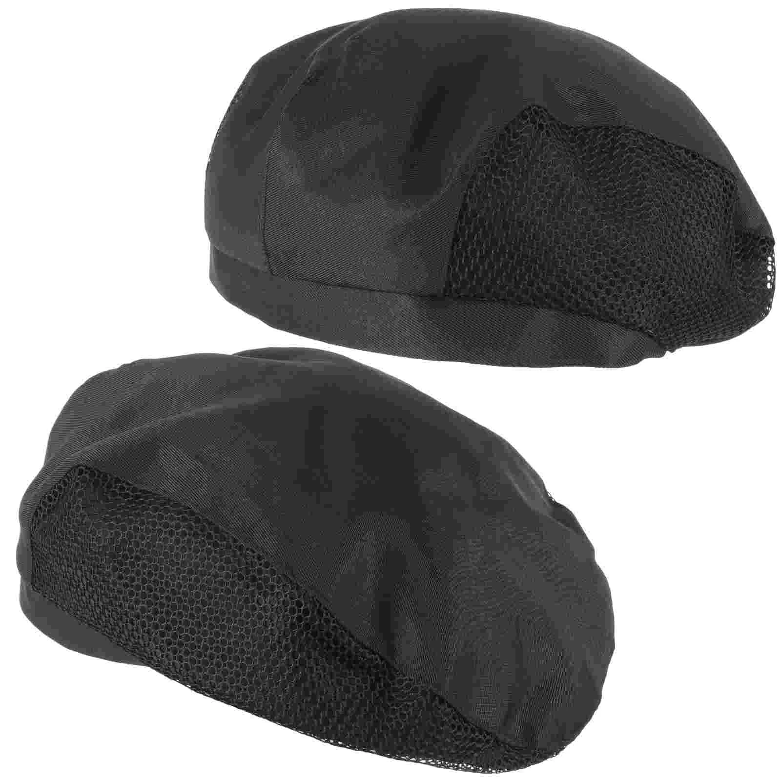 

2 Pcs Caps Waiter Beret Fluffy Hats Chef Accessory Universal Beanie Black Polyester Cotton Work