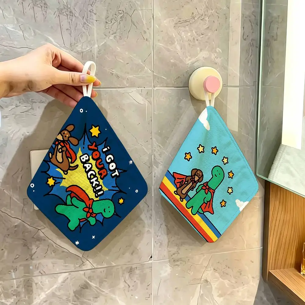 Cute J-Jog-uman-s Dinosaurs Polyester Cotton Hanging Kitchen Towel, Soft Hand Wiping Towel, Reusable for Kitchen Bathroom Home