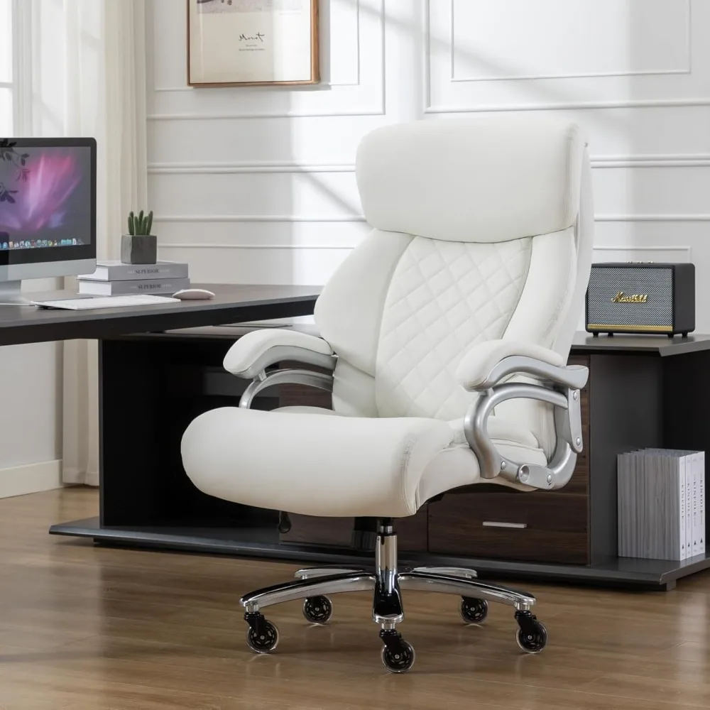 

Big and Tall 500lbs Office Chair Wide Spring Seat, High Back Large Executive Chair, Adjustable Lumbar Support Quiet Rubb