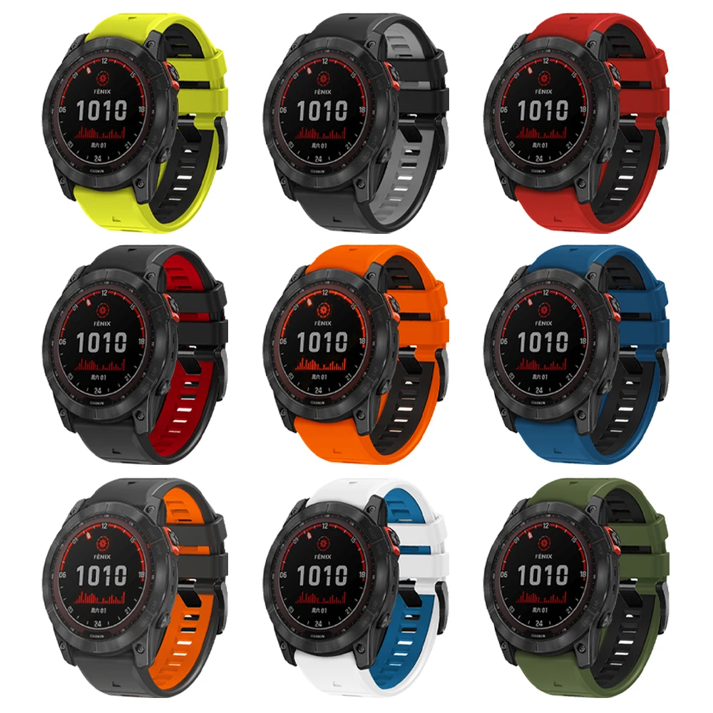 QuickFit 22/26mm Sports Silicone Band For Garmin Fenix 7 7X Pro E 6X 5X/Fenix 8Pro 47mm 51mm/Tactix 8/Quaitx 8 Replacement Strap