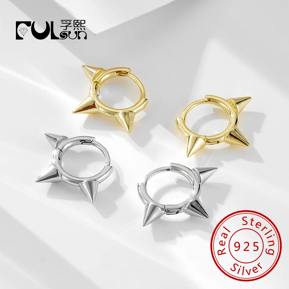 

Стерлингового серебра 925 пробы, позолоченные 14 карат, ювелирные изделия в стиле бедра, женские позолоченные серьги-кольца с шипами