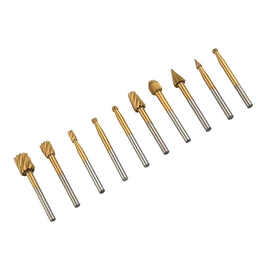 

Router Burr Wood Root carving Olive pits Set Grinding Bits HSS Simple Tool 10pcs Hot Sale Brand New Accessories