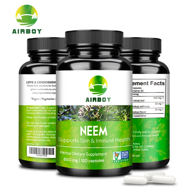 Organic Neem Supplement - Promotes Healthy Nails, Skin, Hair and Oral Hygiene, Detoxification