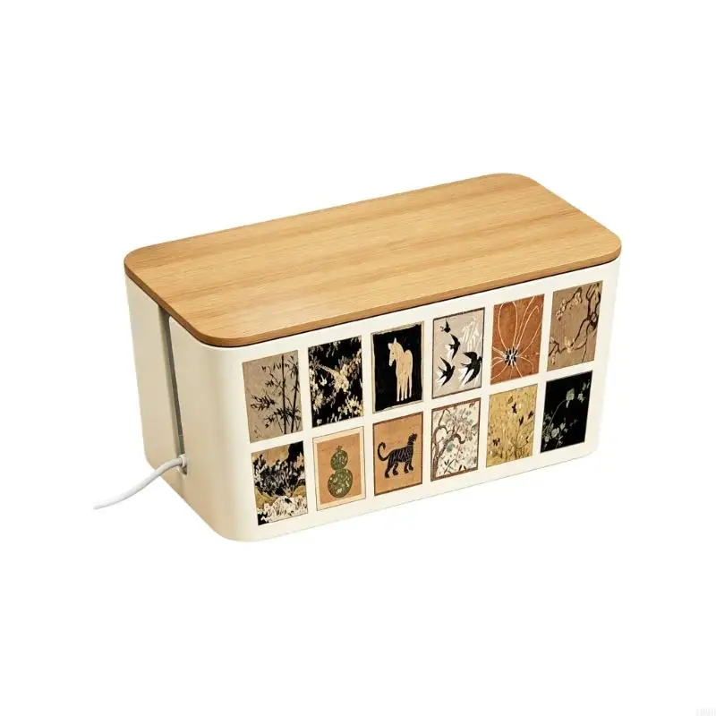 Indoor Cable Cover Case with Flat Lid Design, Front Art Panel and Look Lid for Desk and Side Table Display JOMD