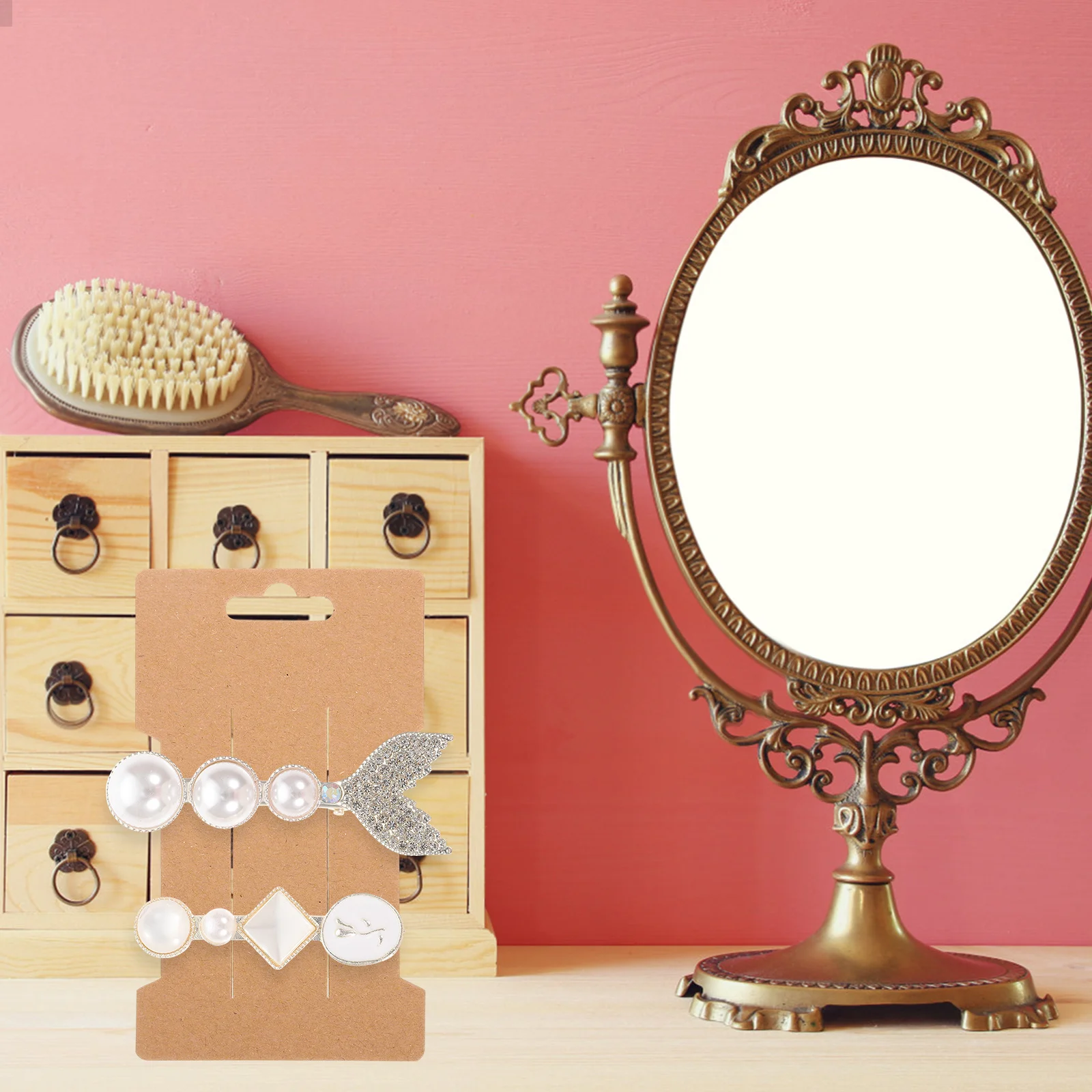 

100pcs Jewelry Display Cards For Hair Clips Premium Paper Pre-Cut Holes Hanging Brooches Bows Bobby Pins Organizer Storage Cards