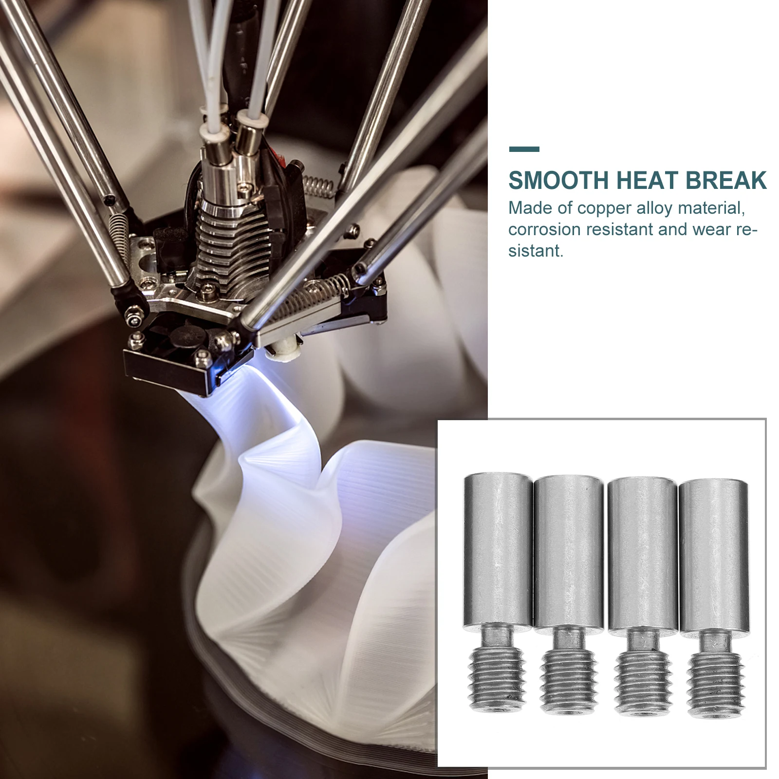

4pcs 3D Printer Accessories Heatbreak Stainless Steel Smooth Throat 1.75mm Full Hotend Parts 3D Printing