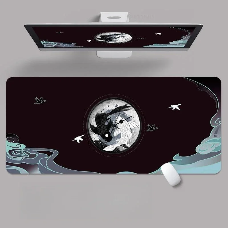 Mouse Pads Fish Taichi Gaming Mousepads Koi Large Mousepad Gamer Natural Rubber Mat Company Laptop Desk Pads Design for Gifts