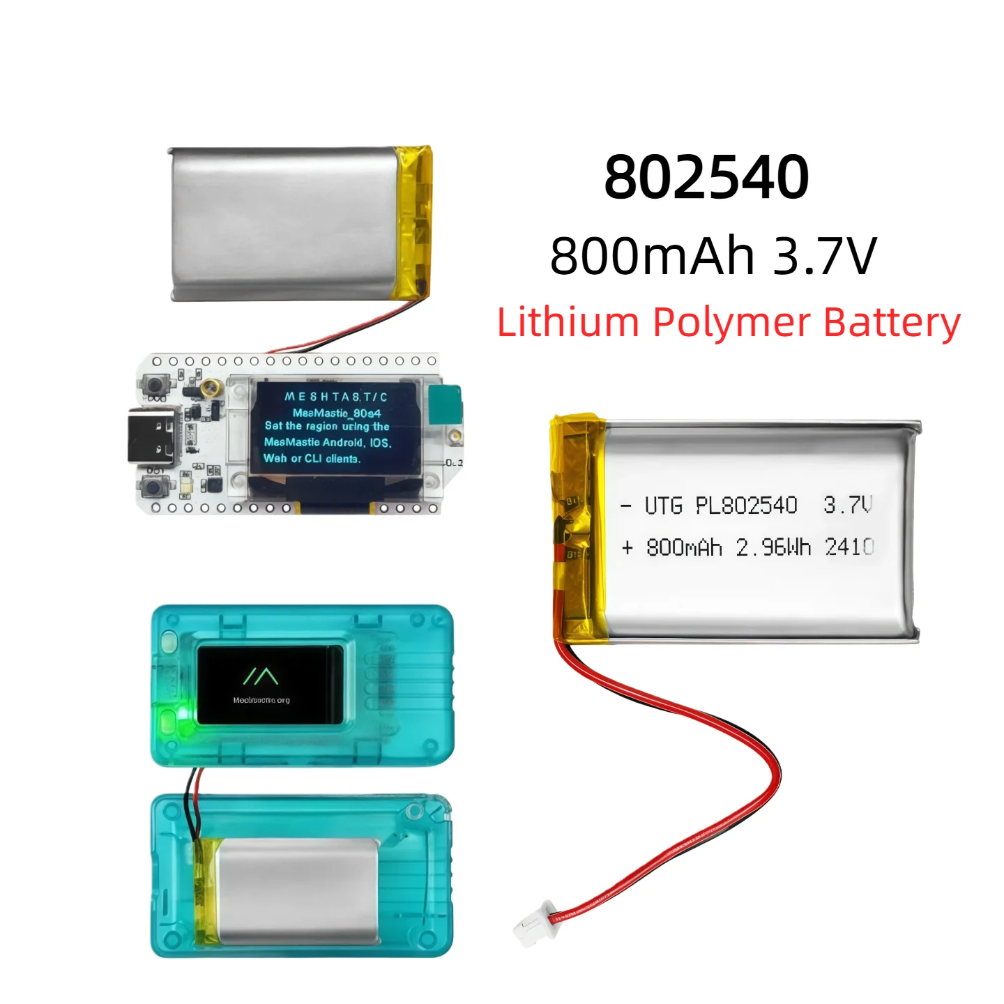

3.7V 800mAh PL802540 LiPo Lithium Polymer Battery Heltec Special for T114 V2 LoRa32 V3 Dev Board LoRa Node 1 Piece