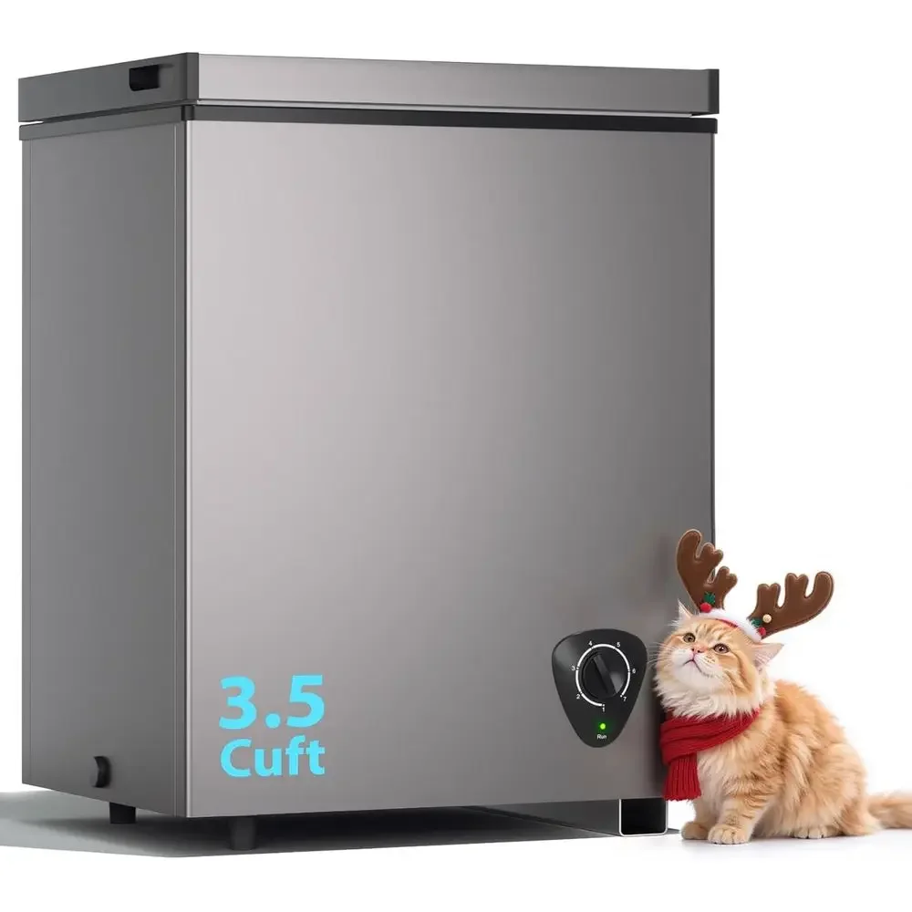 3.5 Cu. Ft. Compact Refrigerator with Removable Basket, Adjustable Temperature, Energy-Efficient, Low-Noise, Top-Open Door Ideal