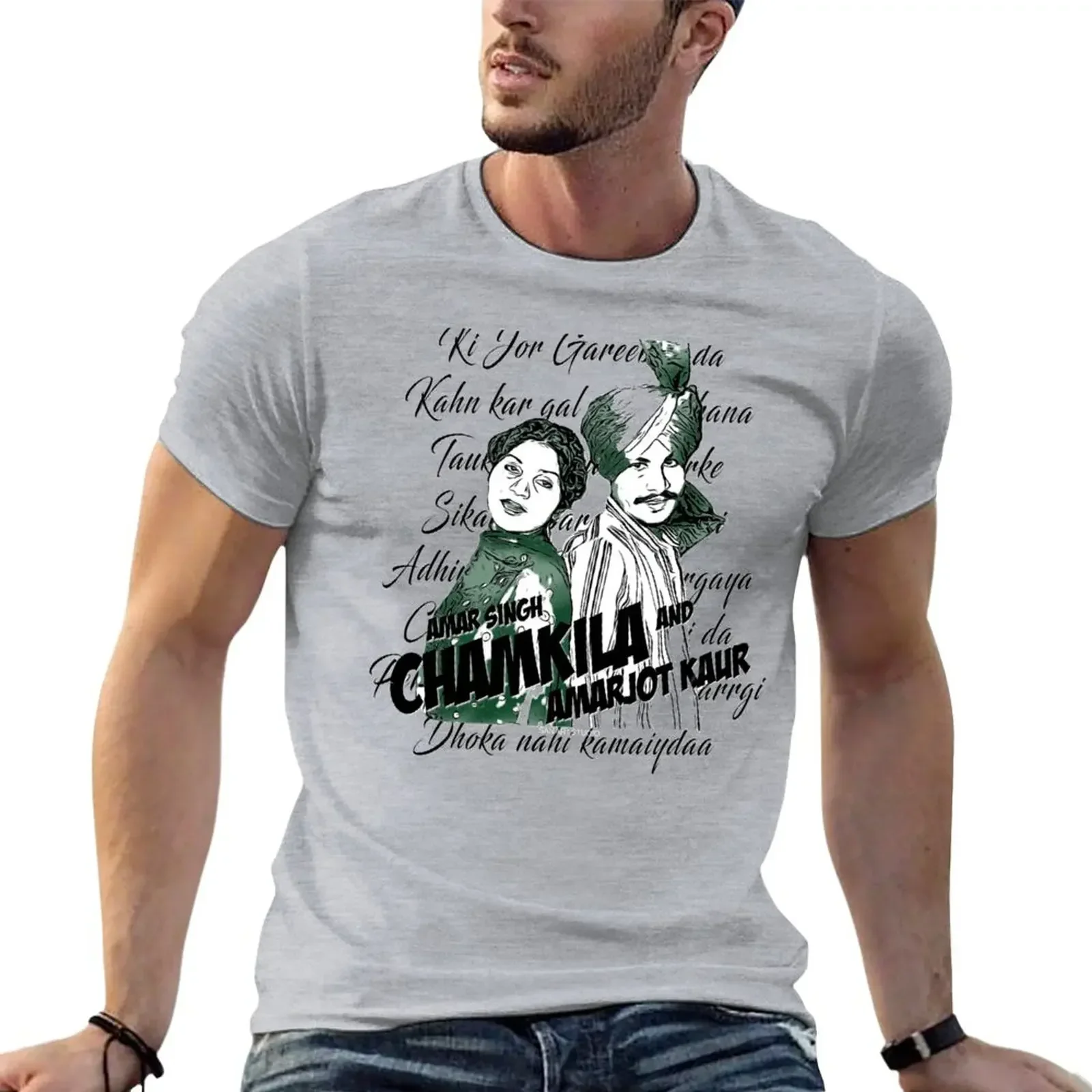 korean fashion sweat shirts mens t shirts pack Chamkila T-Shirt   graphic t shirts  COTTON printing t-shirt  2024  style